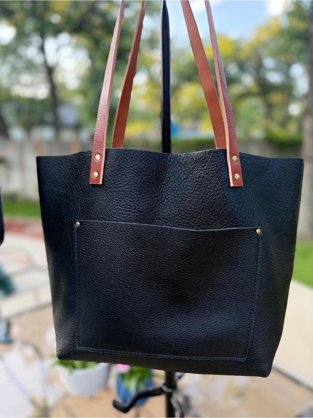 Portland Leather Pebbled Black Classic Tote